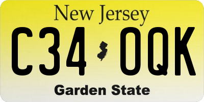 NJ license plate C34OQK