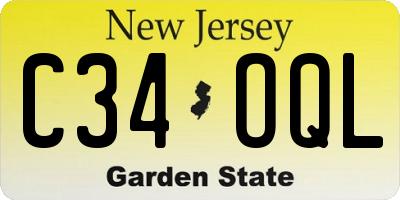 NJ license plate C34OQL