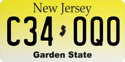 NJ license plate C34OQO