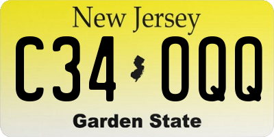 NJ license plate C34OQQ