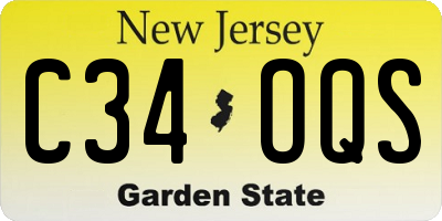 NJ license plate C34OQS