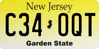 NJ license plate C34OQT