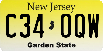 NJ license plate C34OQW