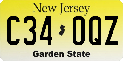 NJ license plate C34OQZ