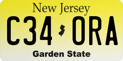 NJ license plate C34ORA