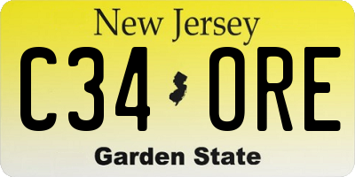 NJ license plate C34ORE