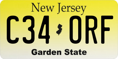 NJ license plate C34ORF