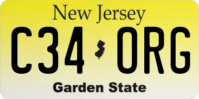 NJ license plate C34ORG