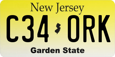 NJ license plate C34ORK