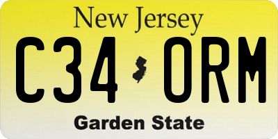 NJ license plate C34ORM