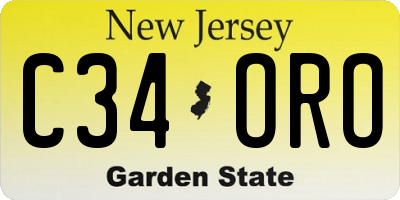 NJ license plate C34ORO