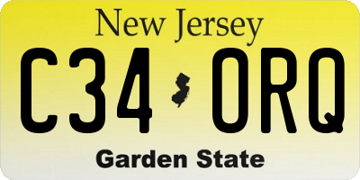 NJ license plate C34ORQ