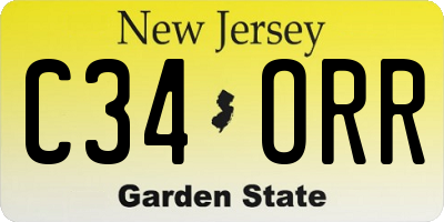 NJ license plate C34ORR