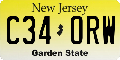 NJ license plate C34ORW
