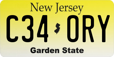 NJ license plate C34ORY