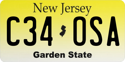 NJ license plate C34OSA