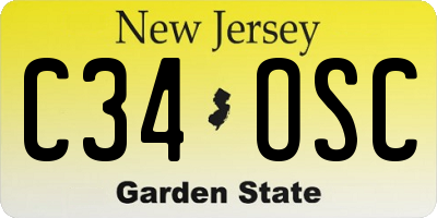 NJ license plate C34OSC