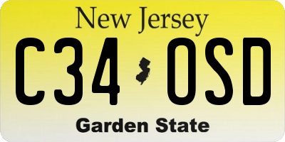 NJ license plate C34OSD
