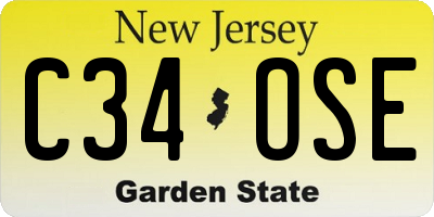NJ license plate C34OSE