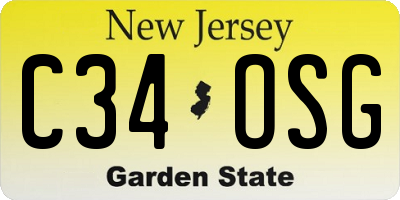 NJ license plate C34OSG