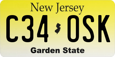 NJ license plate C34OSK