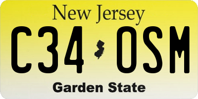 NJ license plate C34OSM