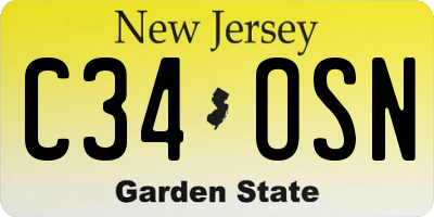NJ license plate C34OSN