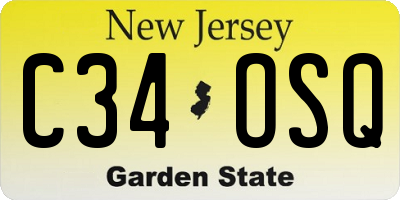 NJ license plate C34OSQ