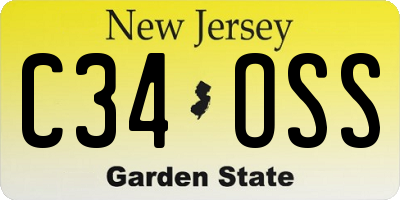 NJ license plate C34OSS