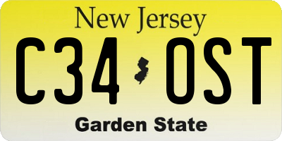 NJ license plate C34OST