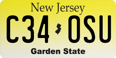 NJ license plate C34OSU