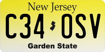 NJ license plate C34OSV