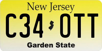 NJ license plate C34OTT