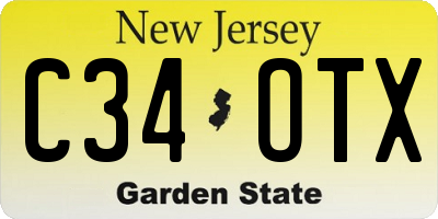 NJ license plate C34OTX