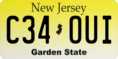 NJ license plate C34OUI