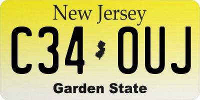 NJ license plate C34OUJ