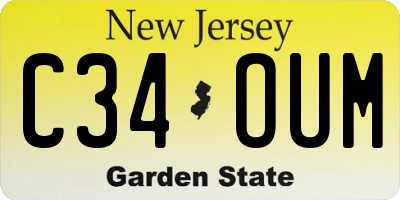 NJ license plate C34OUM