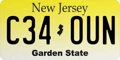 NJ license plate C34OUN
