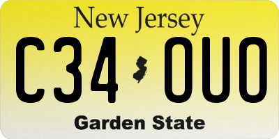 NJ license plate C34OUO