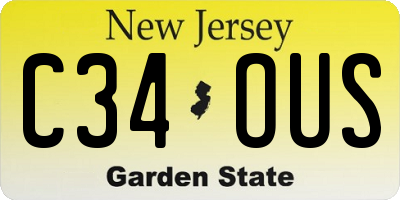 NJ license plate C34OUS