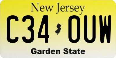 NJ license plate C34OUW