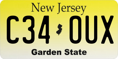 NJ license plate C34OUX