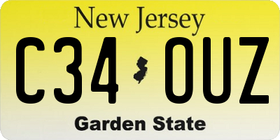 NJ license plate C34OUZ