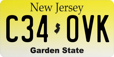 NJ license plate C34OVK