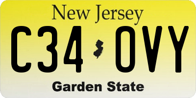 NJ license plate C34OVY
