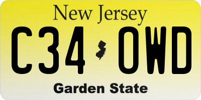 NJ license plate C34OWD