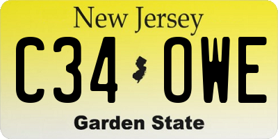 NJ license plate C34OWE
