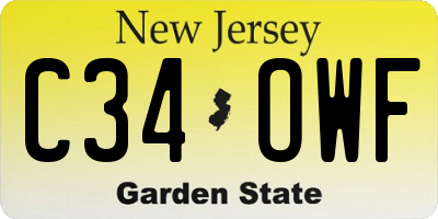 NJ license plate C34OWF