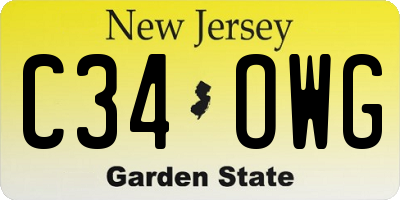 NJ license plate C34OWG