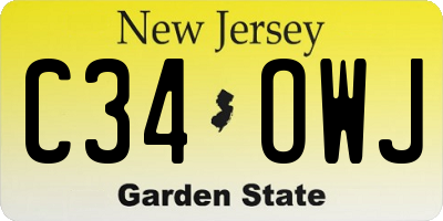 NJ license plate C34OWJ